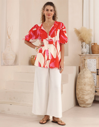 Holly Blouse-Red Print