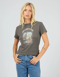 South Western Baby Tee- Charcoal