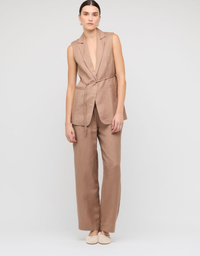 Alchemy Tie Waist Vest-Latte