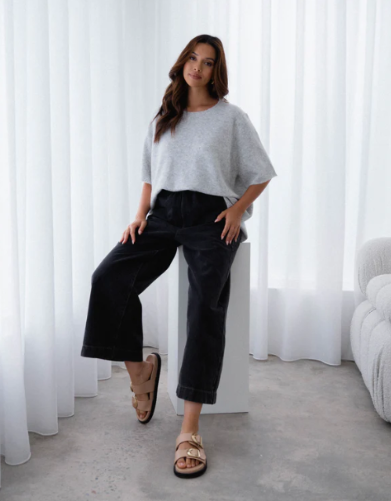 Lola Short Sleeve Knit - Grey by Label of Love