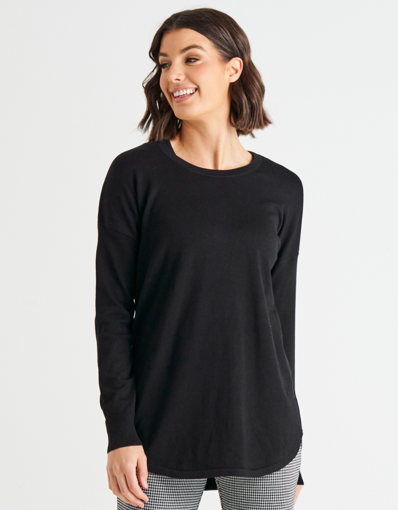 Sophie Knit Jumper - Black. Long sleeve top by Betty Basics.