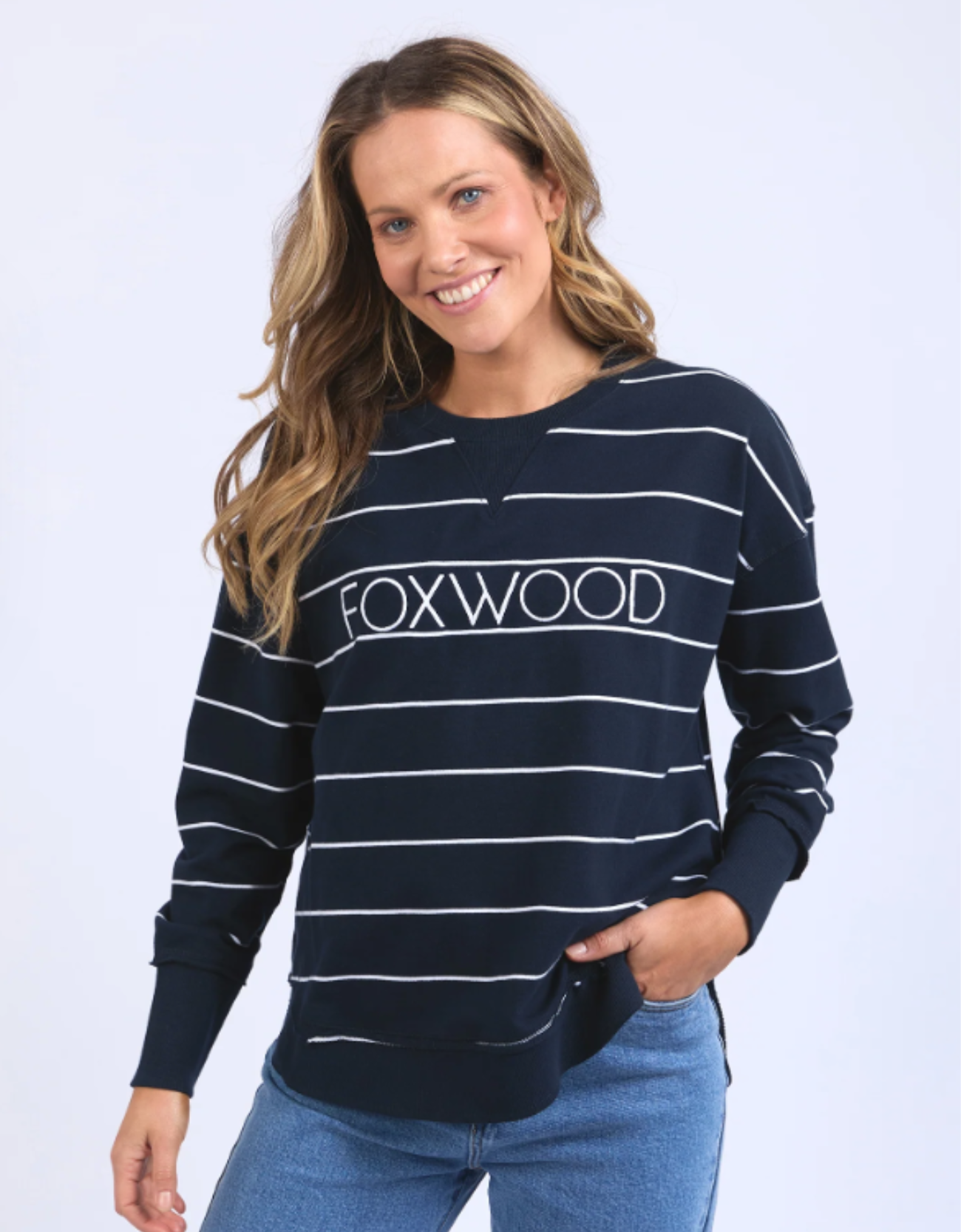 Classic Stripe Simplified Crew - Navy