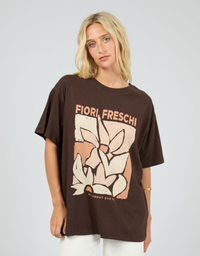 Fiori Freschi Relaxed Tee-Brown