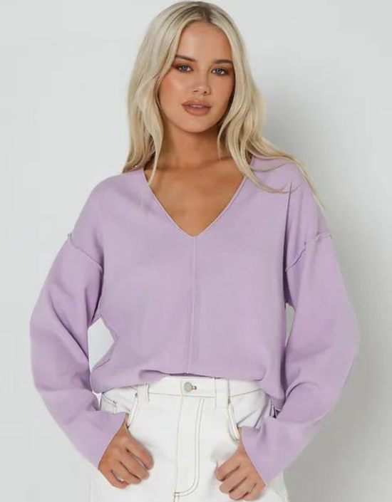Aleksandra Knit Top-Lilac