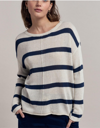 Ivy Knit Jumper-Natural/Navy Stripe