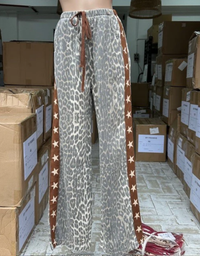 Leopard Racer Pant With Stars-Brown