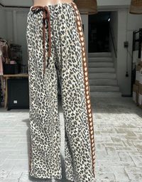 Leopard Racer Pants with Hearts- Chocolate