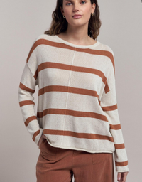 Ivy Knit Jumper-Natural/Rust Stripe