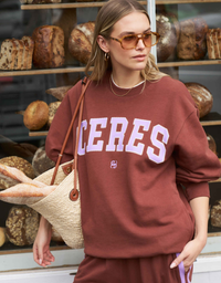 Isla Oversized Slouchy Crew-Burnt Toffee/Orchid