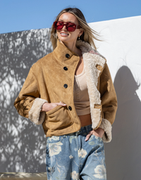 Smaibulun Bronwyn Reversible Suede/Fur Jacket-Tan/Natural