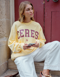 Isla Oversized Slouchy Crew-Butter/Washed Burgundy