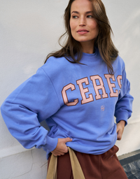 Isla Oversized Slouchy Crew-Vintage Blue