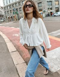 Embroidered Boho Blouse in White