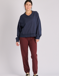 V Neck Boxy Top - Indigo
