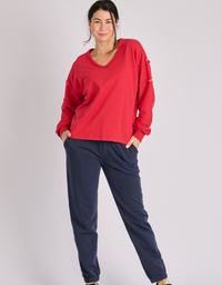 Sleeve Detail Top - Cherry