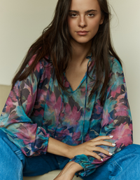 Willow Tie Front Blouse-Native Orchid
