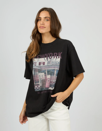 All About Eve New York Diner Relaxed Tee-Washed Black