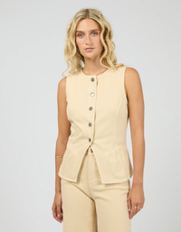 All About Eve Lena Denim Vest in Butter