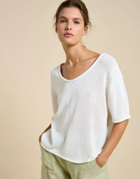 Scoop Neck Spring Tee-White
