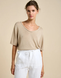 Scoop Neck Spring Tee-Beige