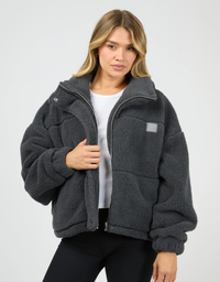 Cosy Club Teddy Jacket-Charcoal