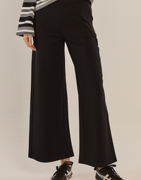 Wynn Wide Leg Ponte Pant-Black