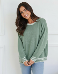 Tilly Blanket Stitch Knit-Sage