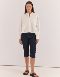 Sass Ashby Peplum Shirt-White