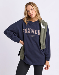 Foxwood Interval Long Sleeve-Navy with Brown