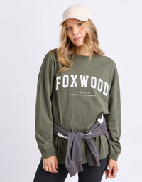 Foxwood Interval Long Sleeve-Khaki with White