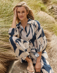 Betty Basics Nova Shirt-Navy Floral Print