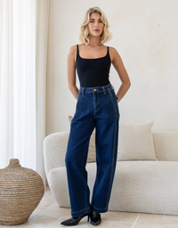 Dana Barrel Jean-Dark Wash