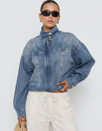 Smaibulun Stephanie Funnel Neck Denim Bomber