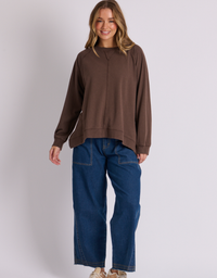 One Ten Willow Drop Side Top-Chocolate Brown