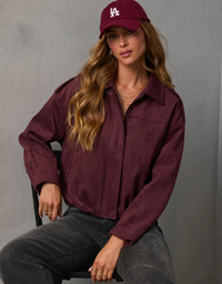 Smailbulun Suede Zip Gather Hem Bomber-Wine