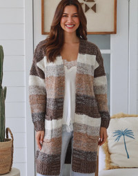 Shelby Knit Cardigan-Brown Multi