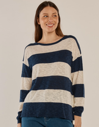 Natasha Knit Top-Ocean Stripe Blue