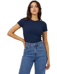 Eve Rib Baby Tee-Navy