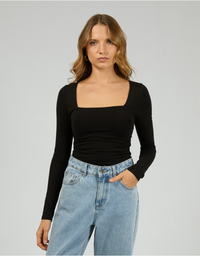 Zoe Long Sleeve Top-Black