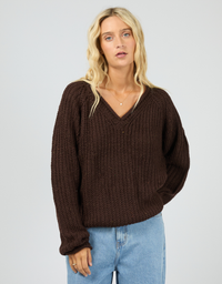 Hali V-Neck Knit-Brown