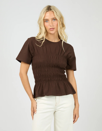 Lipa Ruched Top-Brown
