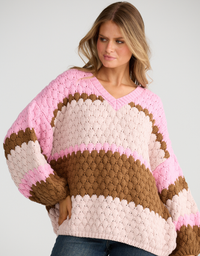 Airlie Knit-Pink Multi Stripe