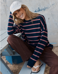Betty Basics Ziggy Sweat-Navy/Red Stripe