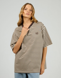 Foundation Stripe S/S Tee-Chocolate