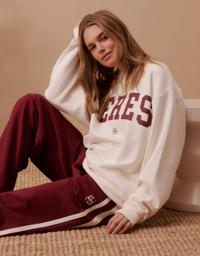 Isla Oversized Slouchy Crew-Winter White Heritage Logo
