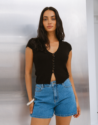 Silent Theory Callie Knit Top in Black