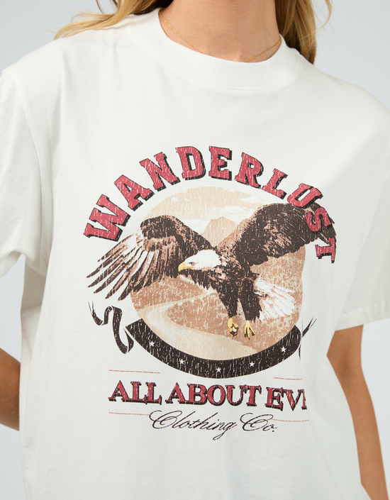 Wanderlust Oversized Tee-Vintage White