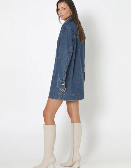 Tara Mini Long Sleeve Dress-Denim