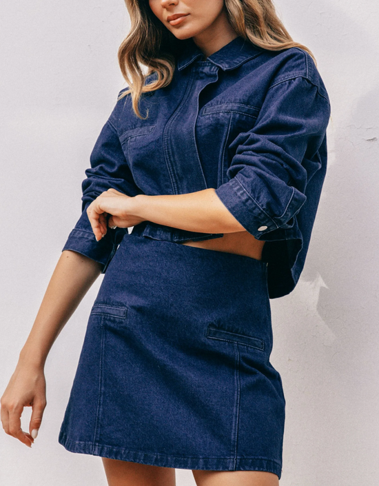 Sally Short Denim Skirt - Indigo