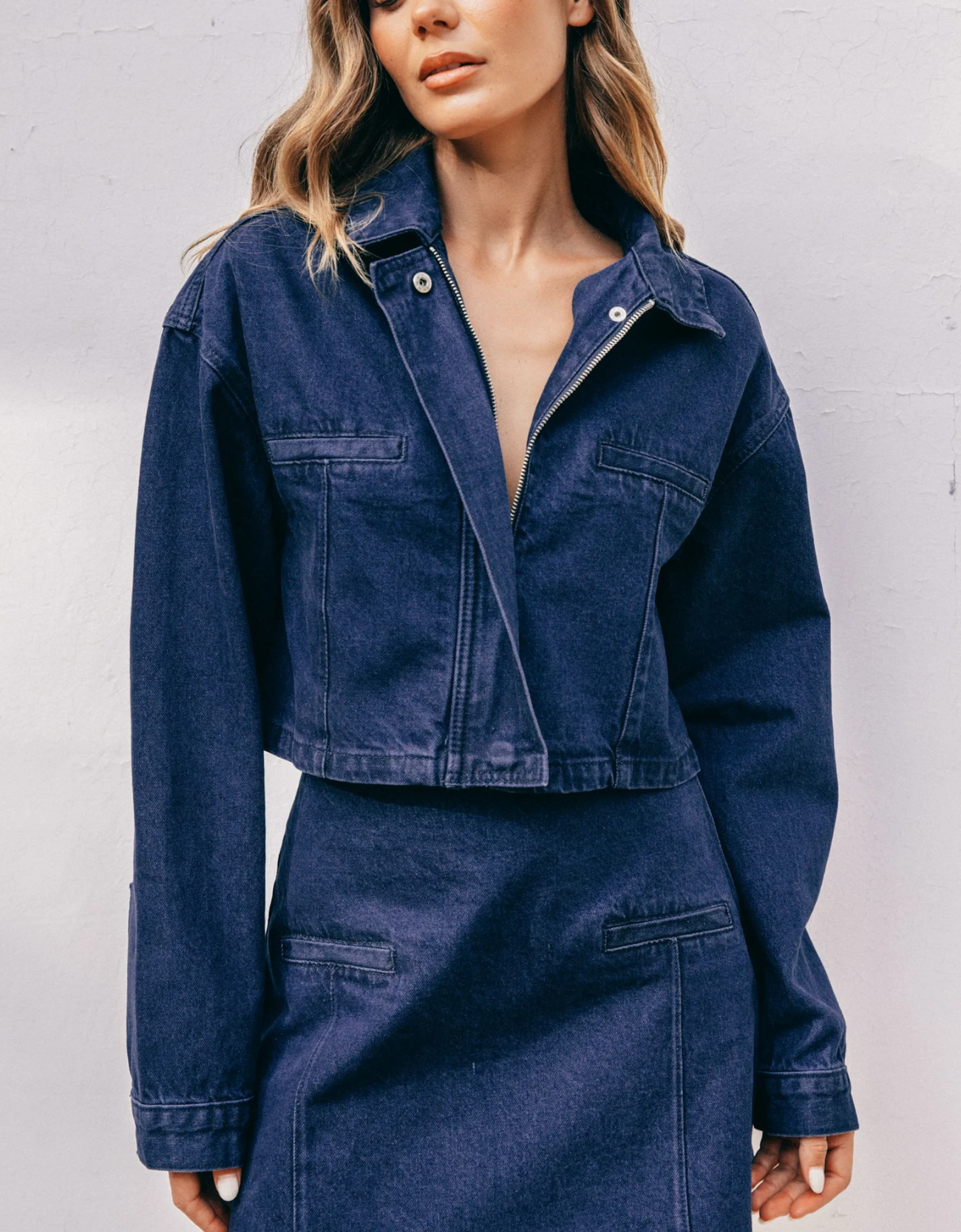 Sally Cropped Denim Jacket - Indigo